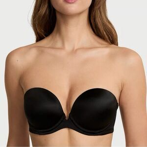 Victoria's Secret Smooth Black 34D Very Sexy Push Up Strapless Bra Satin